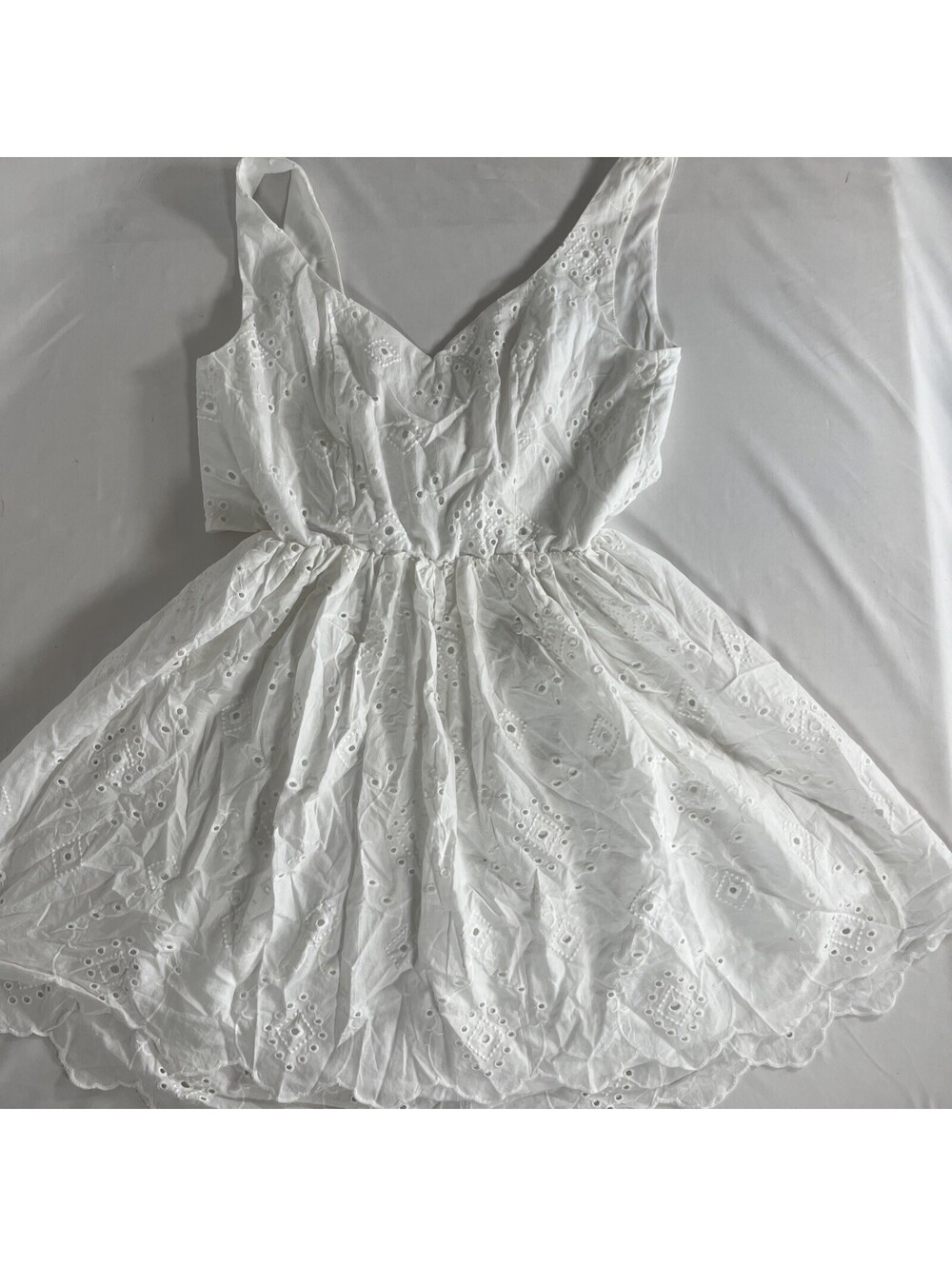Audrey Parks White Eyelet Sleeveless Fit & Flare Dress